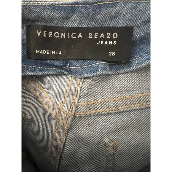 Veronica Beard Crosbie Crop High-Rise Wide Leg Jeans Zephyr Wash 28 Sailor Boho - Picture 4 of 8